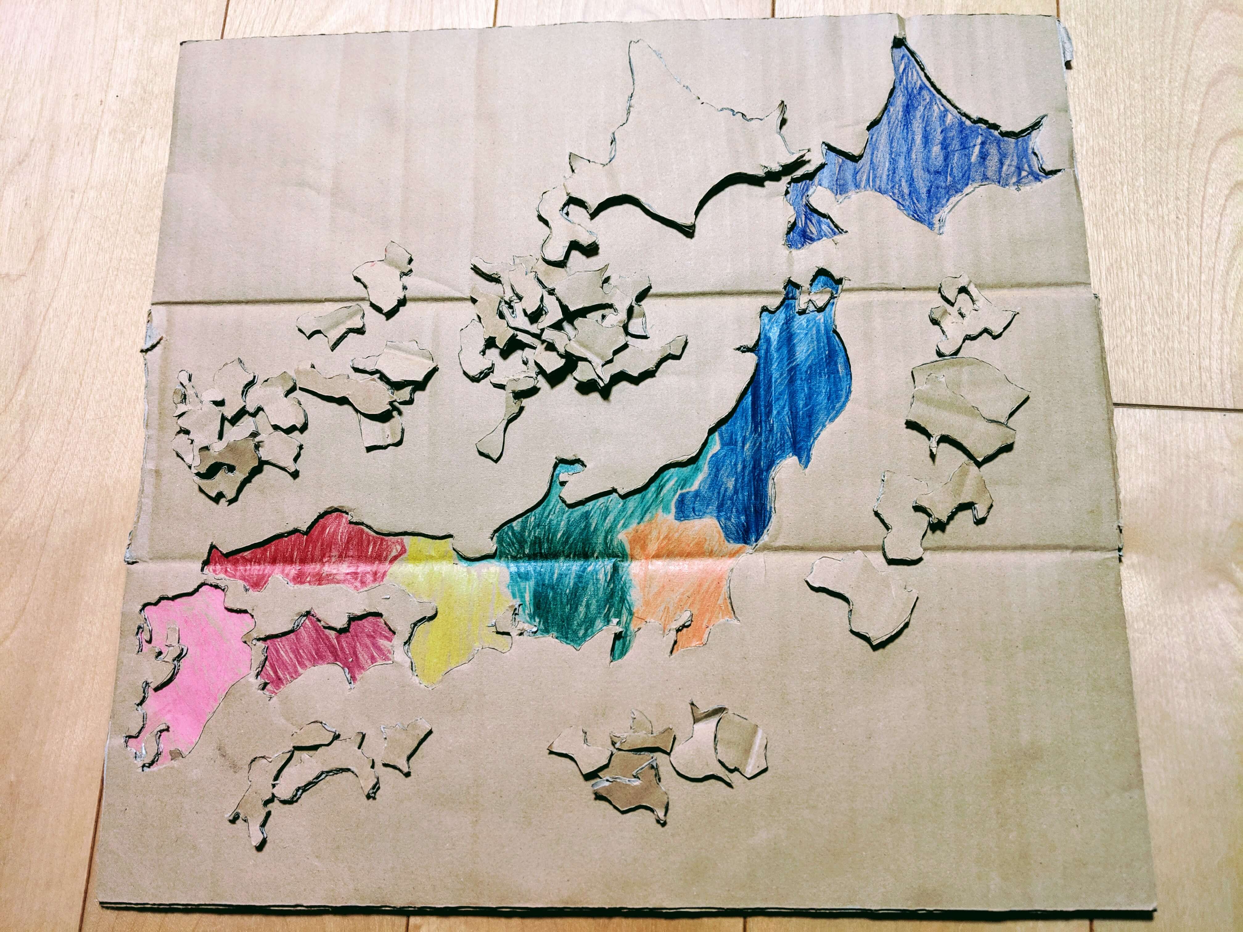 息子と手作り日本地図パズルをつくった